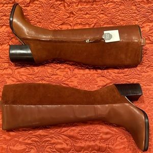 Dark Cognac Knee Boots